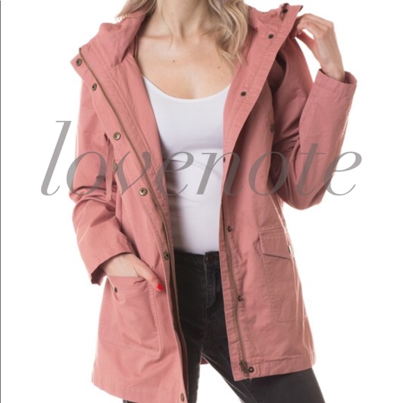 1 left!! Cotton Blush Utility Cargo Jacket Hood - Picture 2 of 4